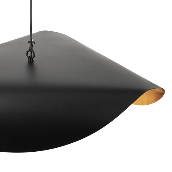 Lampa wisząca ENZO czarna metalowa z białą kulą 40 cm 