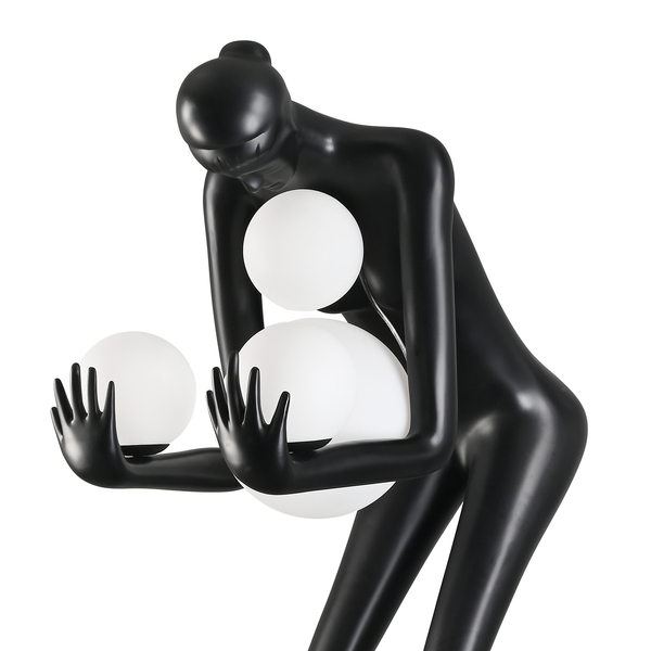 Lampa podłogowa WOMAN-2 BLACK czarna figura kobiety z białymi kloszami  190 cm
