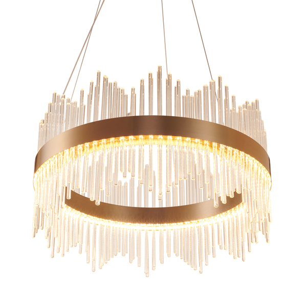 Lampa wisząca LED BRILANTE 50 cm - kryształowa, złota obręcz, elegancki glamour