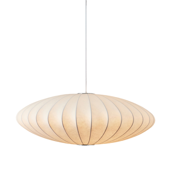 Lampa wisząca SILK FLAT 50cm - nowoczesna biała jedwab do salonuna