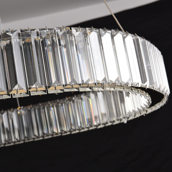 Lampa wisząca LED TIARA 80 cm - złota kryształowa okrągła, do salonu