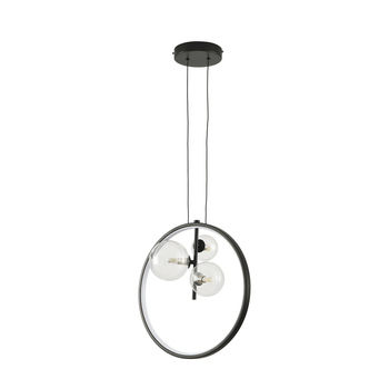 Lampa wisząca LED ORION RING - czarna z transparentnymi kulami
