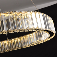 Lampa wisząca LED TIARA 80 cm - złota kryształowa okrągła, do salonu