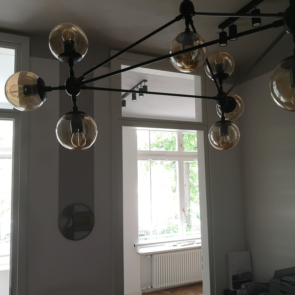 Lampa wisząca Astrifero -10 bursztynowo-czarna 90 cm