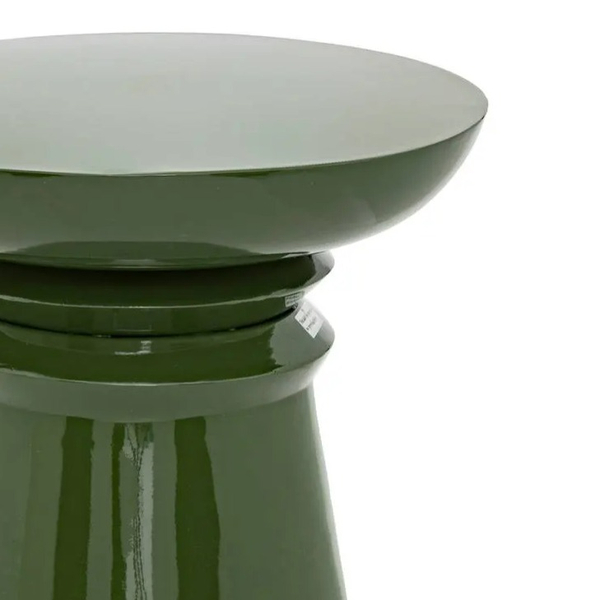 Stolik kawowy boczny JAYA - metalowy kolumnowy designerski, zielony khaki wys. 43 cm