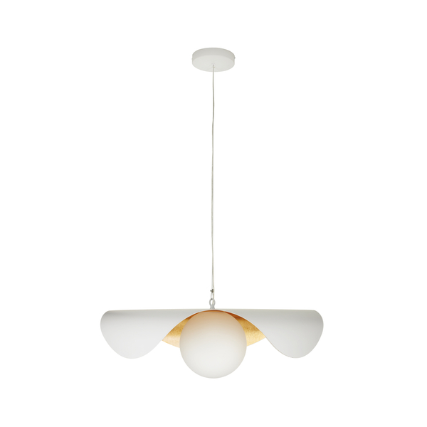 Nowoczesna lampa wisząca ENZO biało-złota 40 cm - elegancki design do salonu, sypialni i jadalni