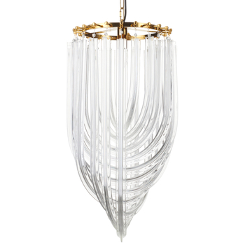 Lampa wisząca WAVE - złota z kryształowym kloszem 40 cm