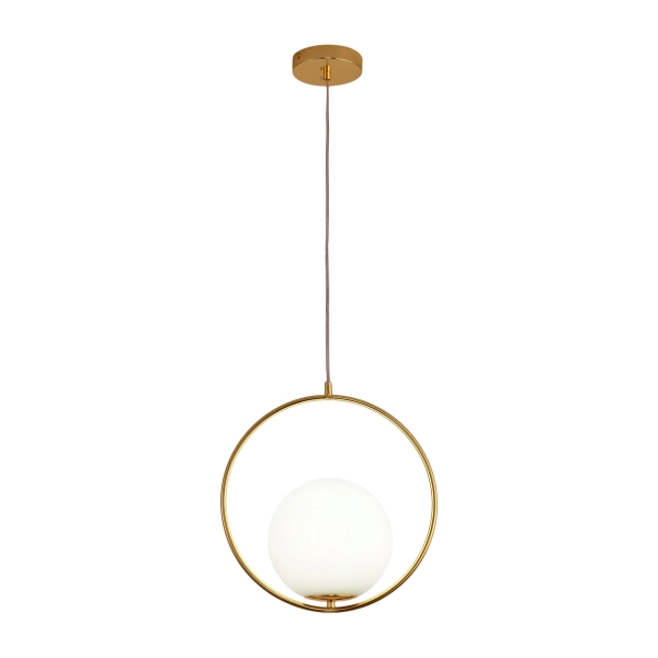  Lampa wisząca COSTA Round - złota oprawa z białą kulą 35 cm