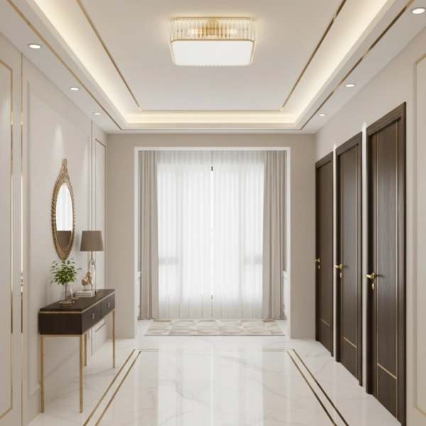 Plafon LED MAGIA-50 okrągły 50 cm - złoty kryształowy, styl glamour