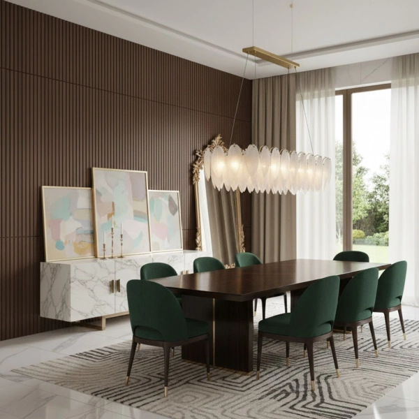 Designerska lampa wisząca PIUMA LONG - w kolorze białym