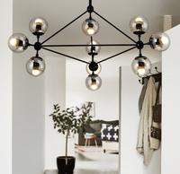 Lampa wisząca, żyrandol szklane okrągłe bursztynowe klosze 90 cm-Astrifero 10