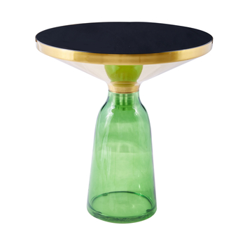 Stolik kawowy DOLCE klasyczny, szklany, zielony 50 cm.