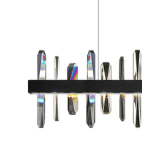 Lampa wisząca ARCTIC ledowa czarna podłużna listwa kryształki 100*33 cm