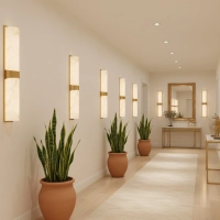 Kinkiet MURO ledowy naturalny marmurowy i mosiądz 66cm Step into Design