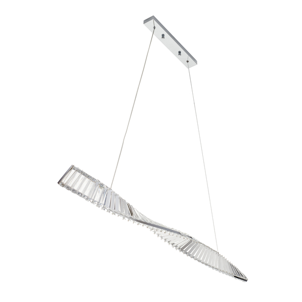 Lampa wisząca TWIST LONG LED podłużna kryształowa chrome luksusowa 120 cm