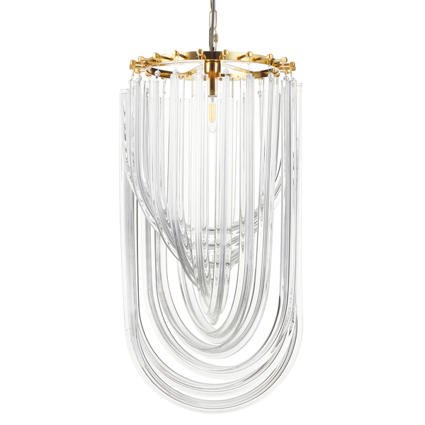 Lampa wisząca WAVE - złota z kryształowym kloszem 40 cm