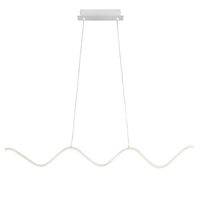 Lampa wisząca ZIGZAG LED 90 cm - biała, falista metalowa listwa, idealna nad wyspę lub stół