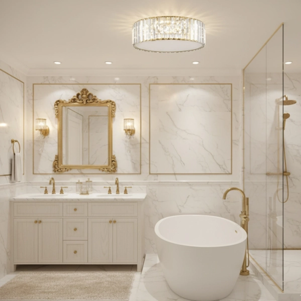 Plafon LED MAGIA-50 okrągły 50 cm - złoty kryształowy, styl glamour