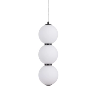 Lampa wisząca PERLA LED czarna  - nowoczesne białe szklane kule 12 cm