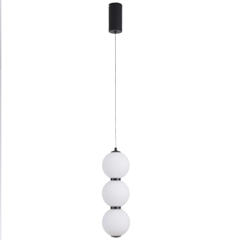 Lampa wisząca PERLA LED czarna  - nowoczesne białe szklane kule 12 cm