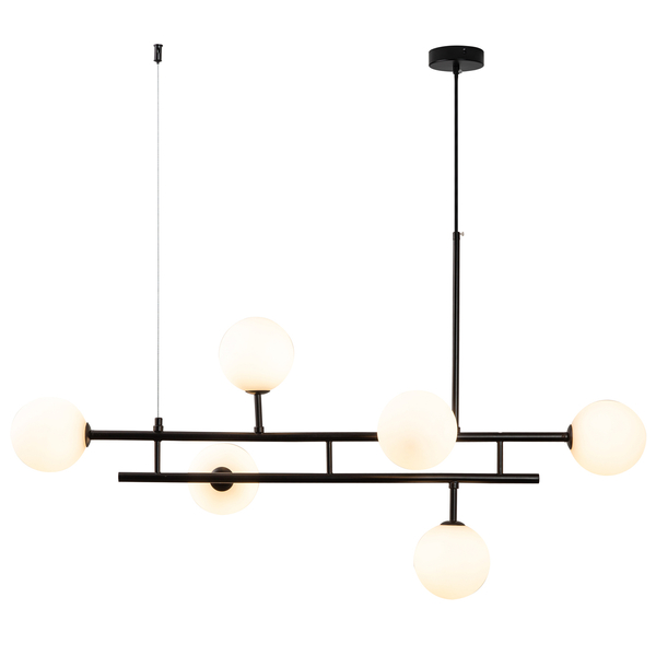 Lampa wisząca czarna listwa z białymi kloszami 100 cm Moderno Duo