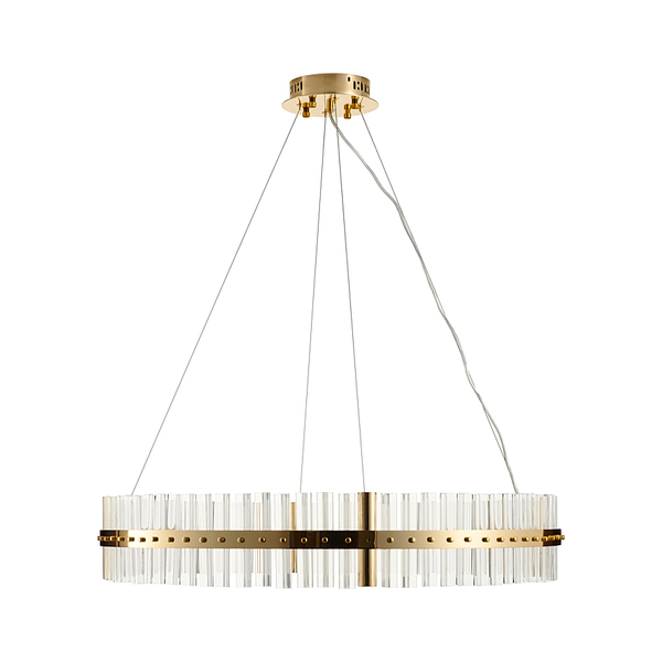 Nowoczesna Lampa z Kryształami LED AURA złota 85 cm - Elegancki Żyrandol Okrągły