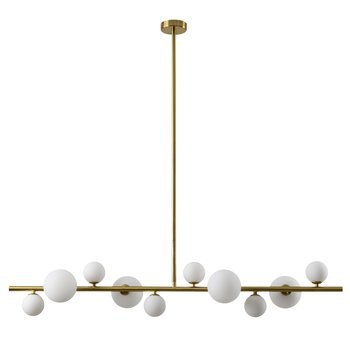 Lampa wisząca Milky Drop - złota listwa z białymi szklanymi kloszami 120 cm