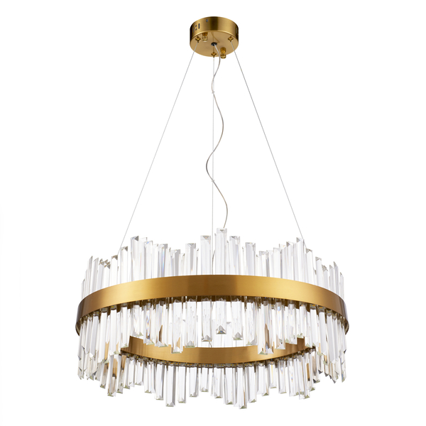 Lampa wisząca LED EMPEROR 50 cm - złota kryształowa okrągła, styl glamour