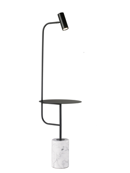 Lampa podłogowa ze stolikiem VINCENT czarna 146 cm