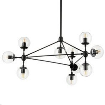 Lampa wisząca ASTRIFERO-10 transparentno czarna 90 cm