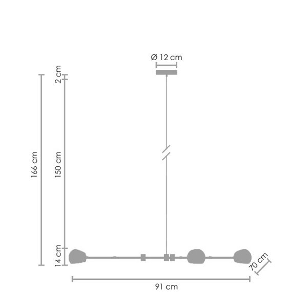 Lampa wisząca ASTRONOMY-3 czarna 175 cm