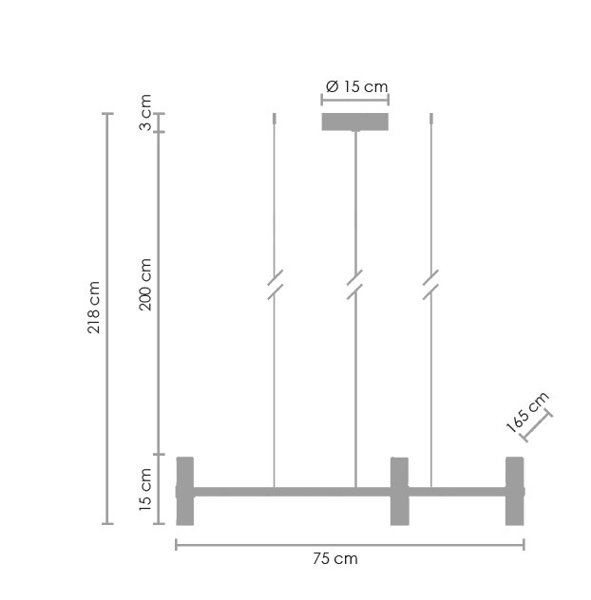 Lampa wisząca CANDLES-10 czarna 165 cm