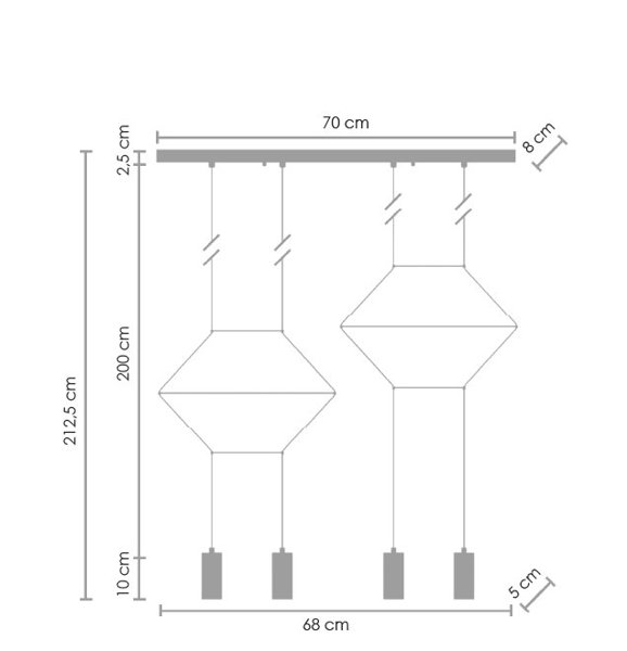 Lampa wisząca LINEA-4 LONG czarna 70 cm