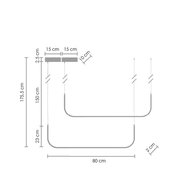 Lampa wisząca MINIMA-2 led czarna 80 cm 